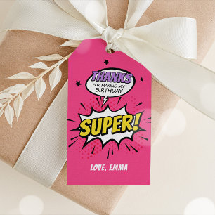 Chica Superhéroe Gracias Etiquetas, etiqueta de fa