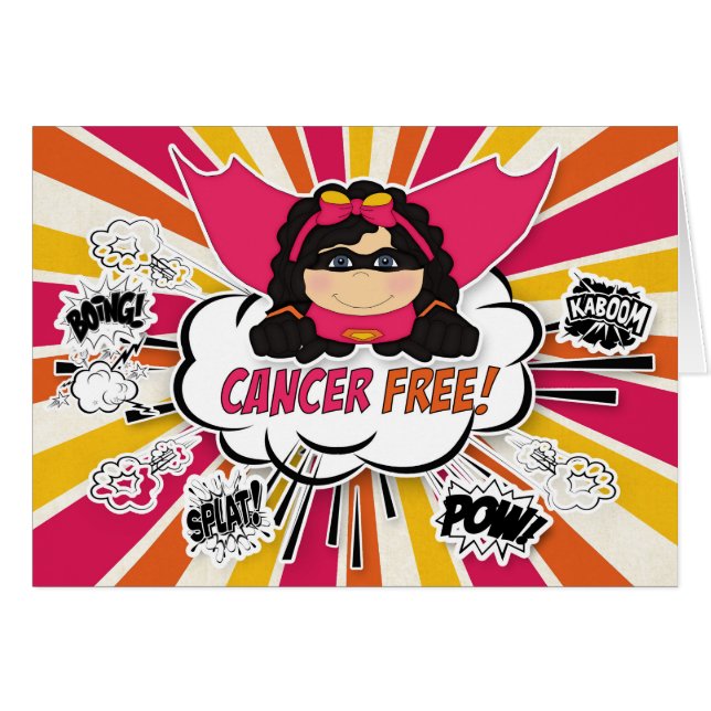 Chica Superhéroe rosa: Felicitaciones sin cáncer (Anverso (Horizontal))