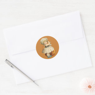 Chica tallando Pegatinas de Halloween de Apple