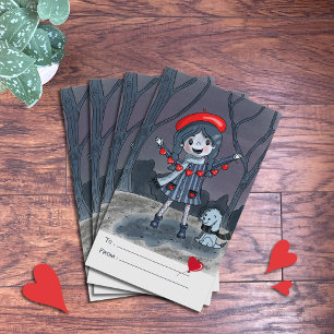 Chica Tarjetas de El día de San Valentín de aula