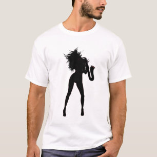 Chica Tocando Música De Jazz De Camiseta Saxofón