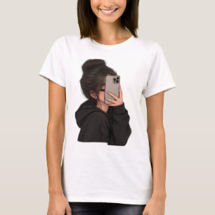 Chica Urbana Camiseta Gráfica De Autorretrato Con