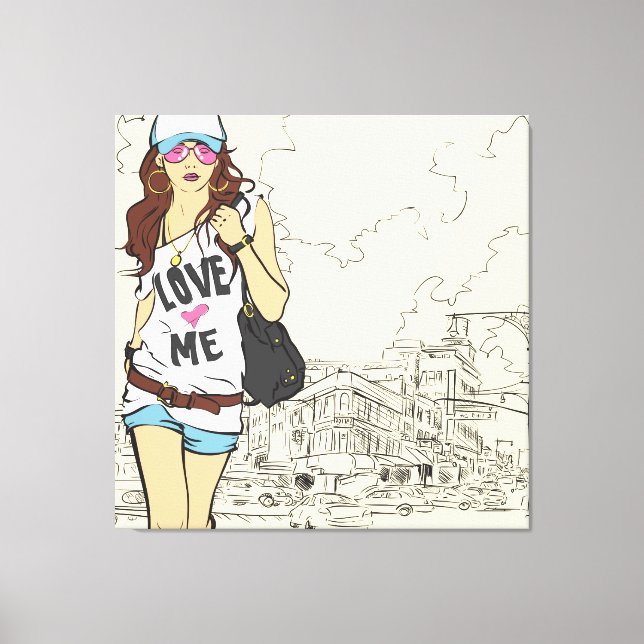 Chica urbano envuelto lienzo (Anverso)