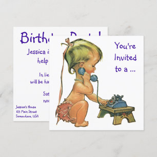 Chica ventilado por teléfono, invitación de fiesta