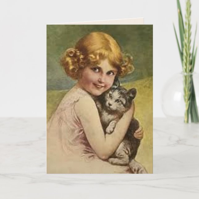 Chica VICTORIANO CON tarjeta de felicitación CAT V (Anverso)