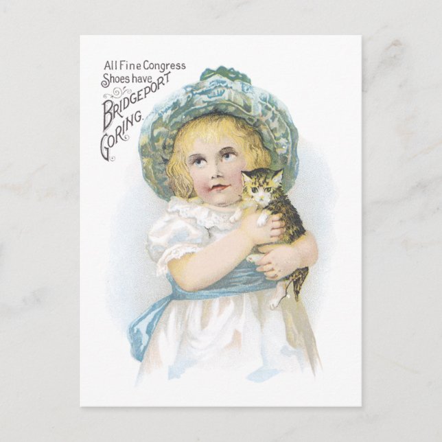 Chica victoriano con tarjeta postal para gatitos (Anverso)