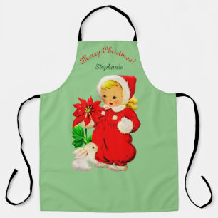 Chica Vintage Con Delantal De Fiesta De Navidad De