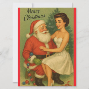 Chica vintage de Navidad de los años 50 decorando 