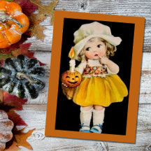Chica Vintage Halloween Con Calabaza