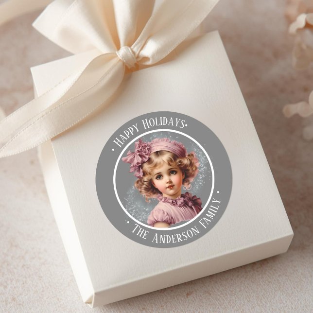 Chica vintage nostálgico en pegatina de texto pers (Subido por el creador)