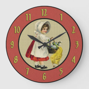 Chica Vintage Y Reloj De Muro De Chick