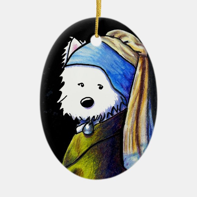 Chica Westie Con Ornamento De Adoración De Perla (Frente)