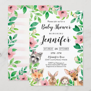 Chica Woodland Baby Shower Invitación a Pink Woodl