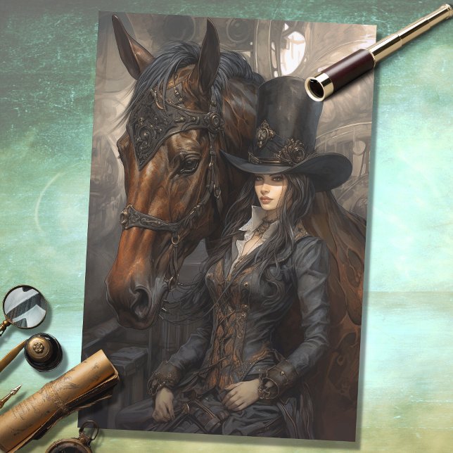 Chica y caballo Steampunk 1 Papel de decúbito (Subido por el creador)