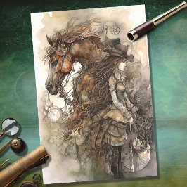 Chica y caballo Steampunk 4 Papel de color