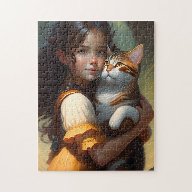 CHICA Y CAT ART JIGSAW PUZZLE (Vertical)
