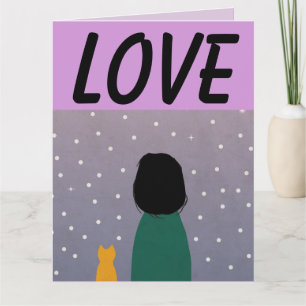 CHICA y CAT NIEVE INVIERNO GRAN TARJETA DE CUMPLEA