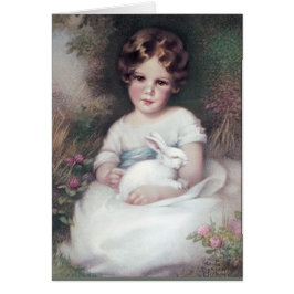 Chica y conejo, arte del vintage