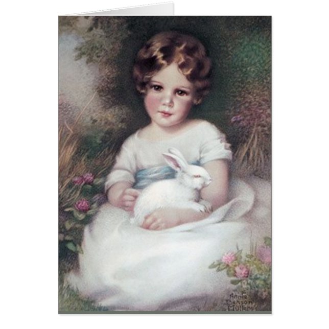 Chica y conejo, arte del vintage (Frente)
