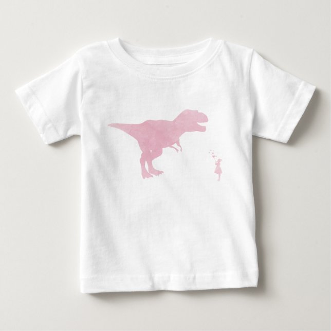 Chica y dinosaurio - Camiseta de amor de dinosauri (Anverso)
