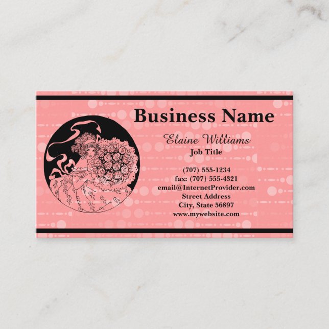Chica y flores de tarjetas de visita personalizada (Anverso)