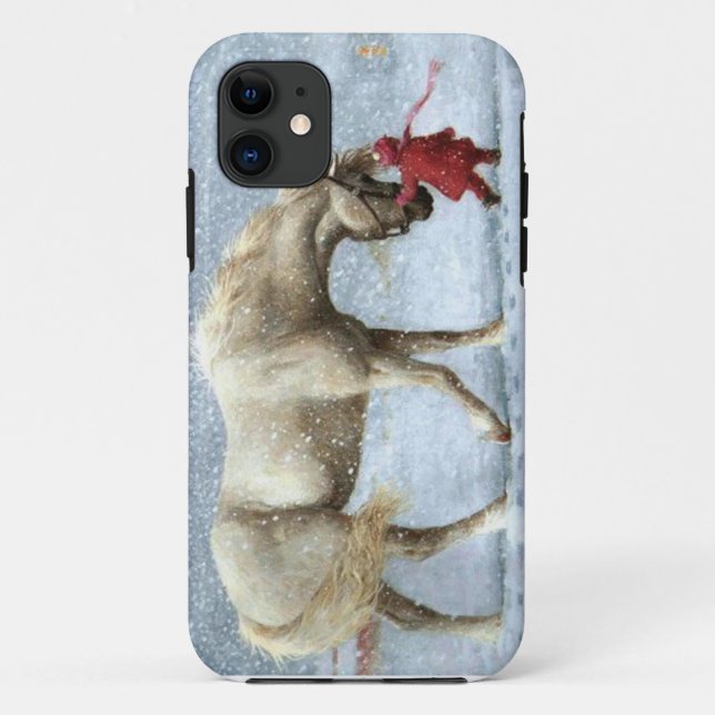 Chica y Funda del iPhone 5 de invierno de caballos (Reverso)