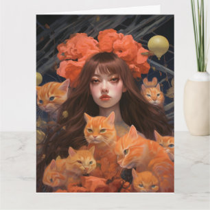 CHICA Y GINGER CAT CATS CUMPLEAÑOS GRAN TARJETA DE