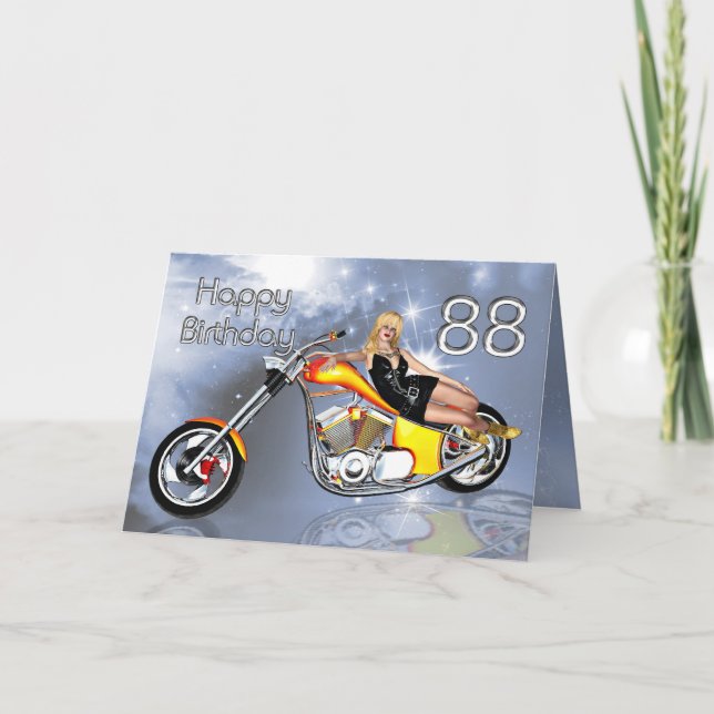Chica y helicóptero 88 Tarjeta de cumpleaños (Anverso)