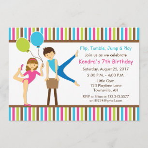 Chica y muchacho gimnásticos de la invitación del