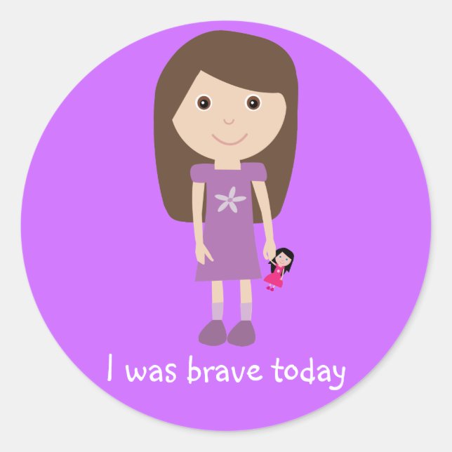 Chica y muñeca, hoy fui valiente Pegatinas de Lila (Anverso)