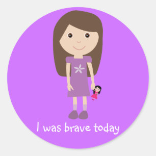 Chica y muñeca lindos era pegatinas valientes de