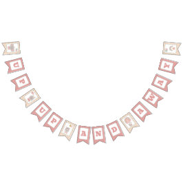 Chica y oso de bandera de banner en globo aerostát