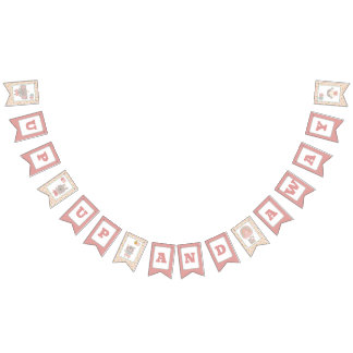 Chica y oso de bandera de banner en globo aerostát