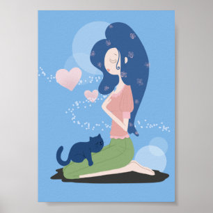 CHICA Y POSTER DE ARTE DE LA CAT