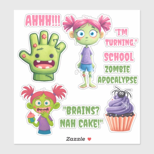 Chica Zomb Birthday Pegatina Sheet (Hoja)