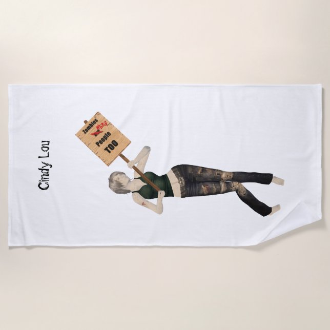 Chica Zombie Pin Up Protesta En Toalla De Playa (Anverso)