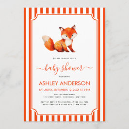 Chica Zorra Adorable Invitación de Baby Shower Acu