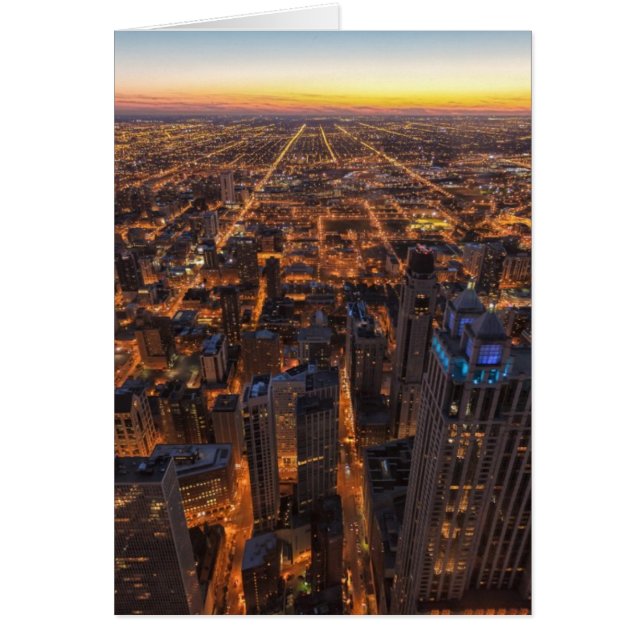 Chicago céntrica en la puesta del sol (Frente)