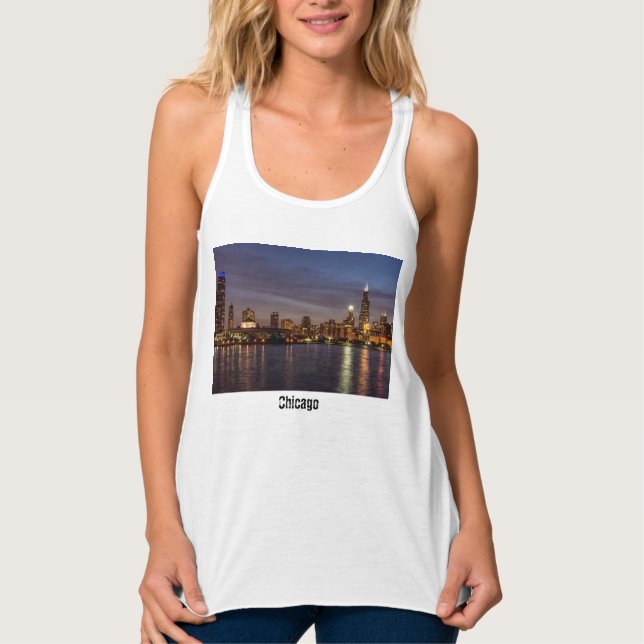 Chicago Cityscape Night Tank Top (Anverso)