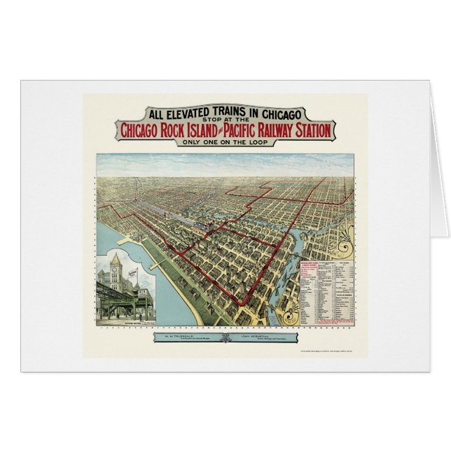 Chicago elevó los trenes, mapa panorámico de IL - (Anverso (Horizontal))
