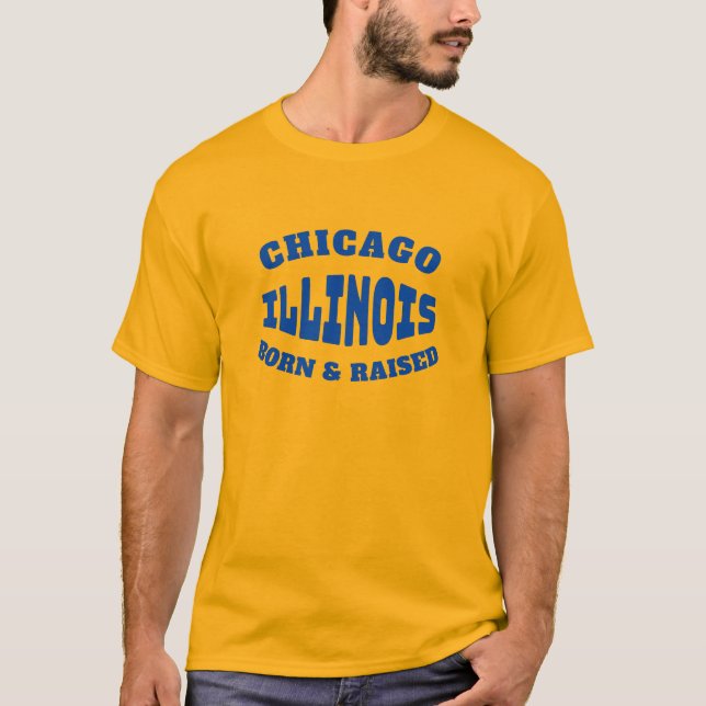 Chicago Illinois nació y creció la camiseta (Anverso)