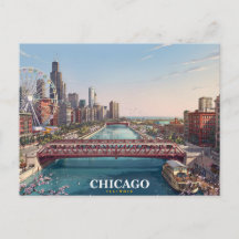 Chicago Illinois | Tarjeta postal del río Chicago 