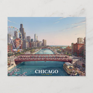 Chicago Illinois   Tarjeta postal del río Chicago 