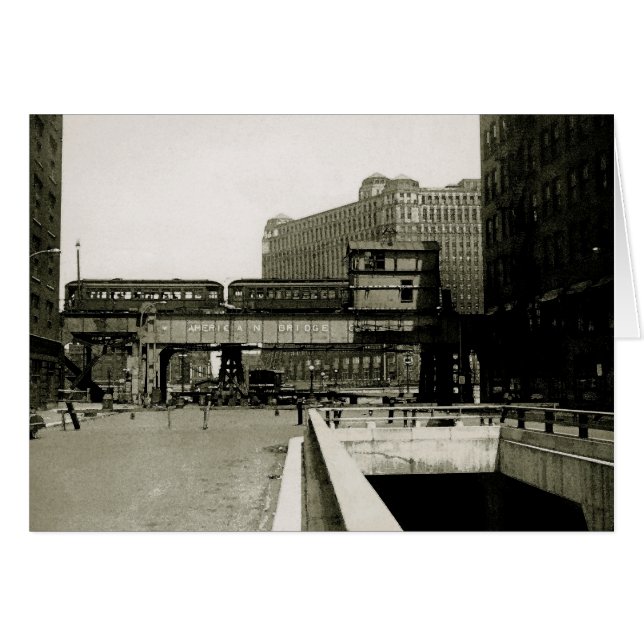 CHICAGO MERCHANDISE MART TROLLEY TRAIN WATERCOLOR (Anverso (Horizontal))