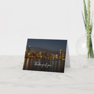 Chicago Night Cityscape Pensando En Tu Tarjeta