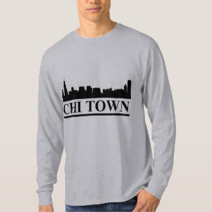Chicago Skyline Chi Town Mens LS camiseta