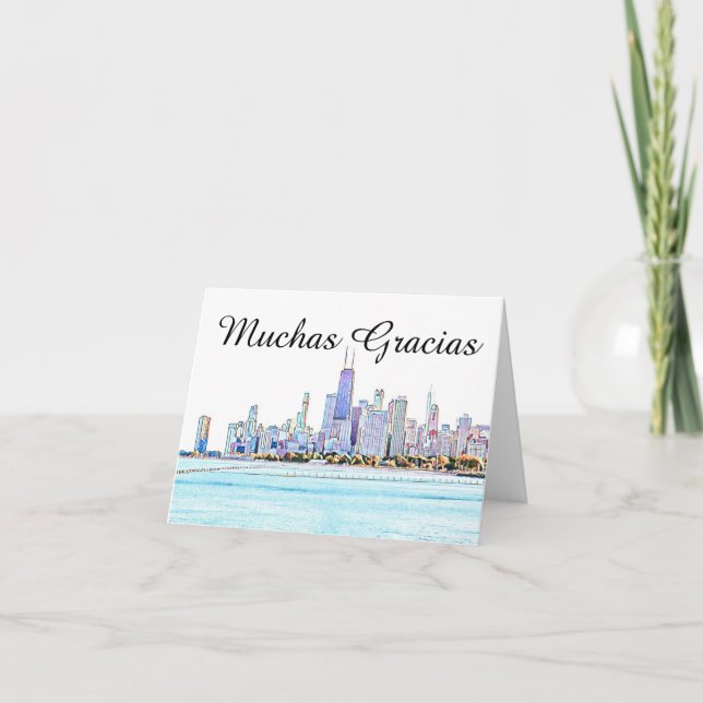 Chicago Skyline Muchas Gracias Tarjeta (Anverso)