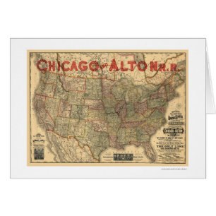 Chicago y mapa 1883 del ferrocarril de Alton