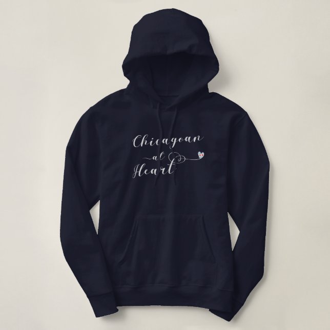 Chicagoan en la sudadera con capucha del corazón, (Diseño del anverso)