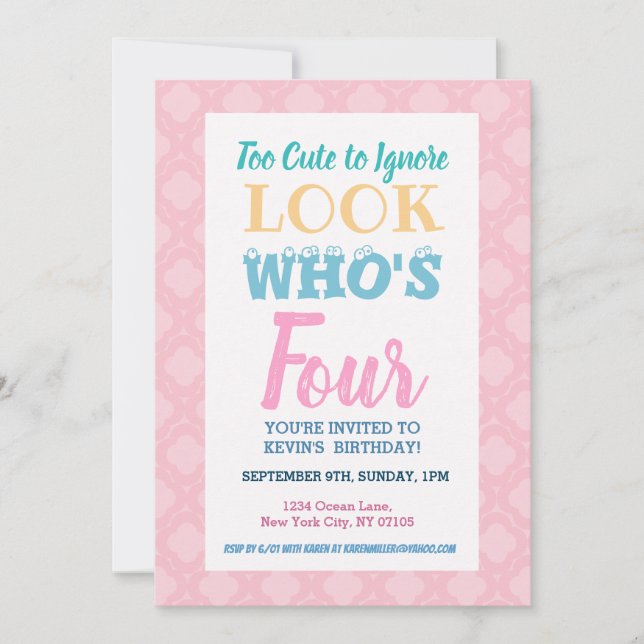 Chicas 4ª invitación de cumpleaños (Anverso)